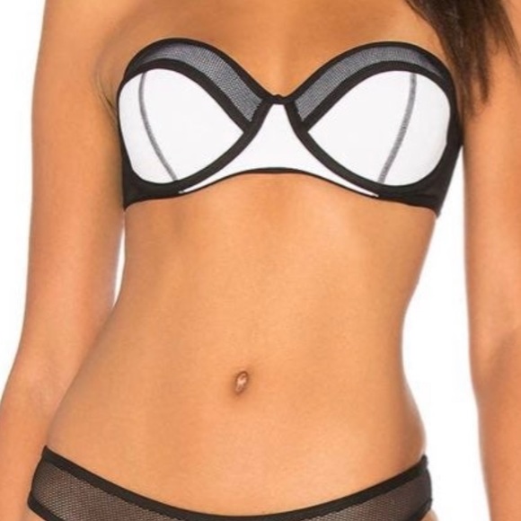 KENDALL + KYLIE NWT Sexy Underwire Bikini Set Black 2 Tone white Mesh L - Picture 1 of 9